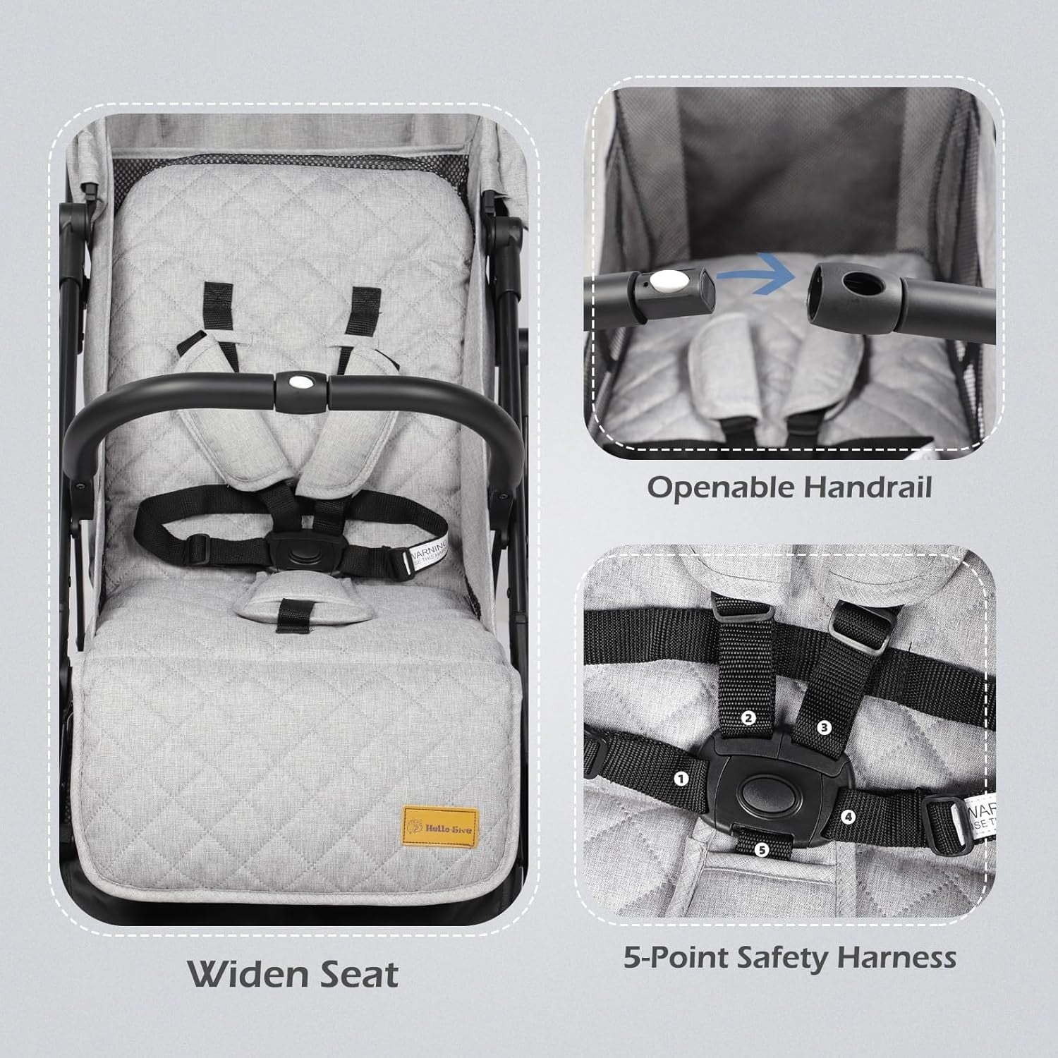 One-Hand Fold Baby Stroller Compact Travel Buggy Lightweight 0-15kg