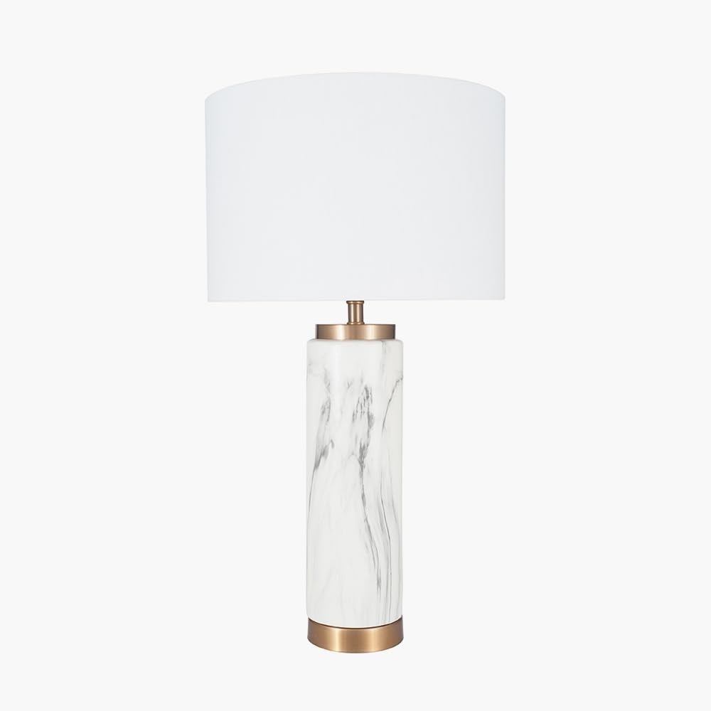 Modern White Marble Table Lamp Ceramic Base | Art Deco Bedroom & Living