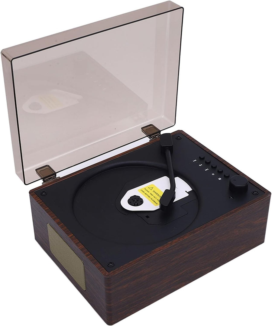 Retro Suitcase Bluetooth CD Player Speaker Remote USB AUX Walnut