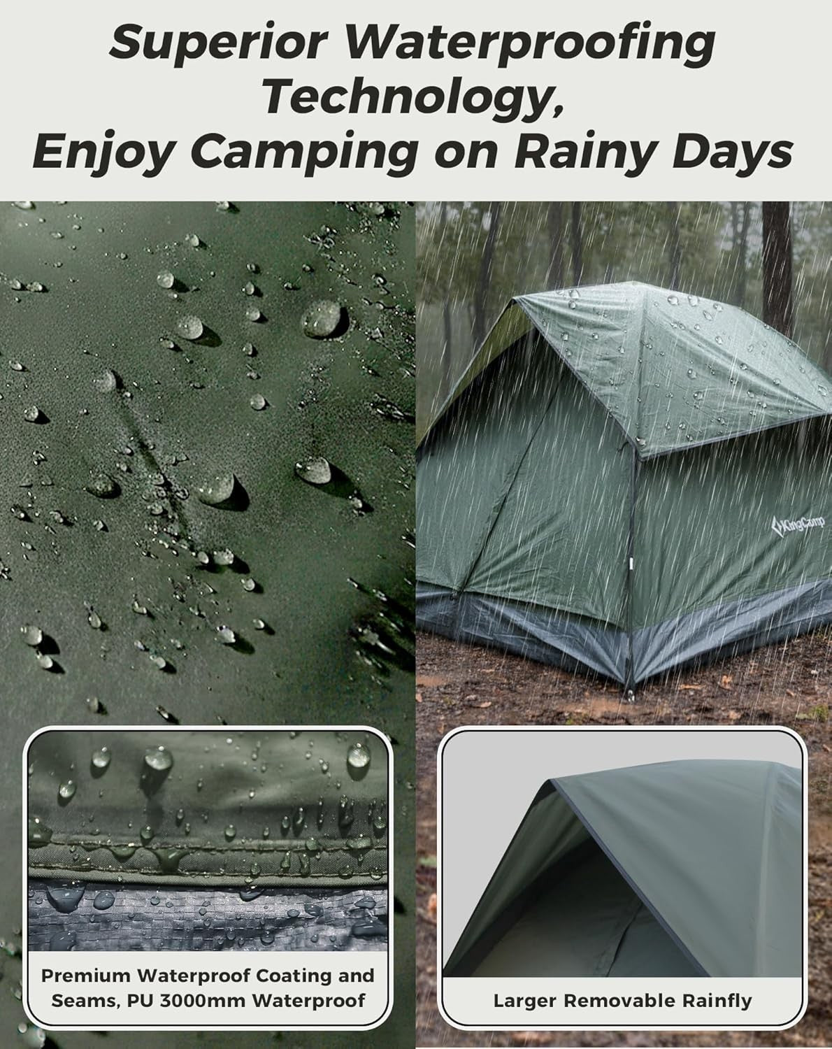KingCamp 2-Person Ultralight Waterproof Dome Tent – Backpack Friendly