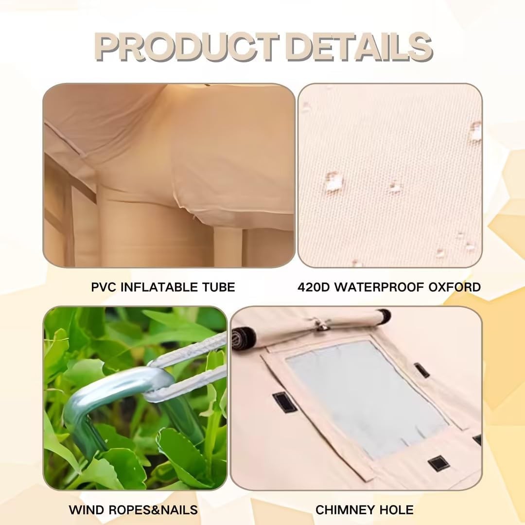 Beige Inflatable Family Camping Tent 2-4-6 Person – Quick Setup