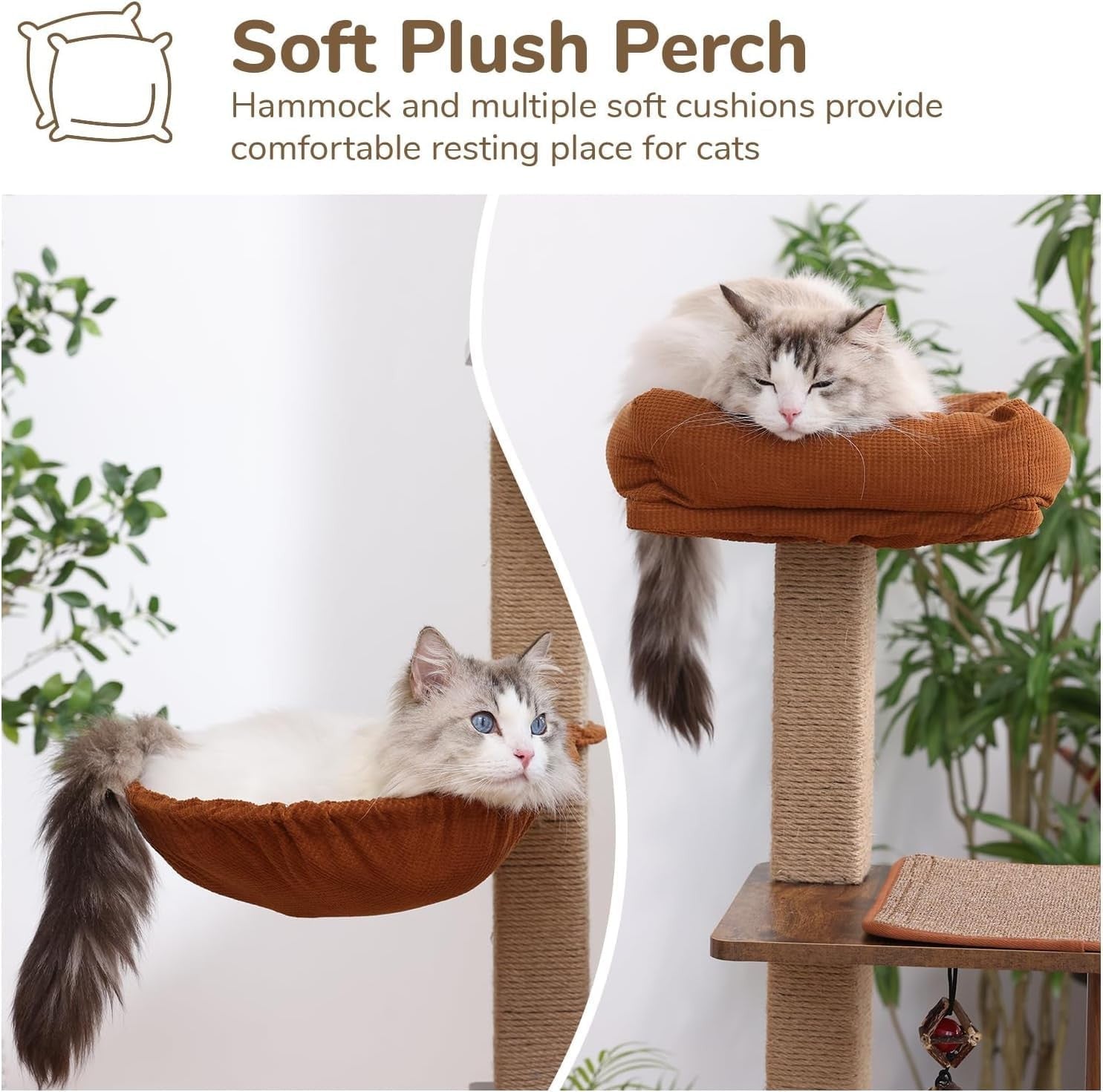 136cm Cat Tree Tower Wooden Condo Plush Perch Hammock Scratching Post