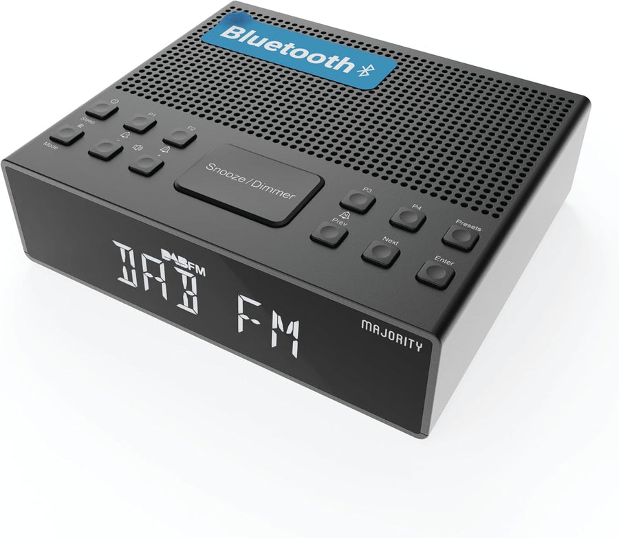 Bluetooth DAB Digital Clock Radio Dual Alarm USB Charging FM Speakers