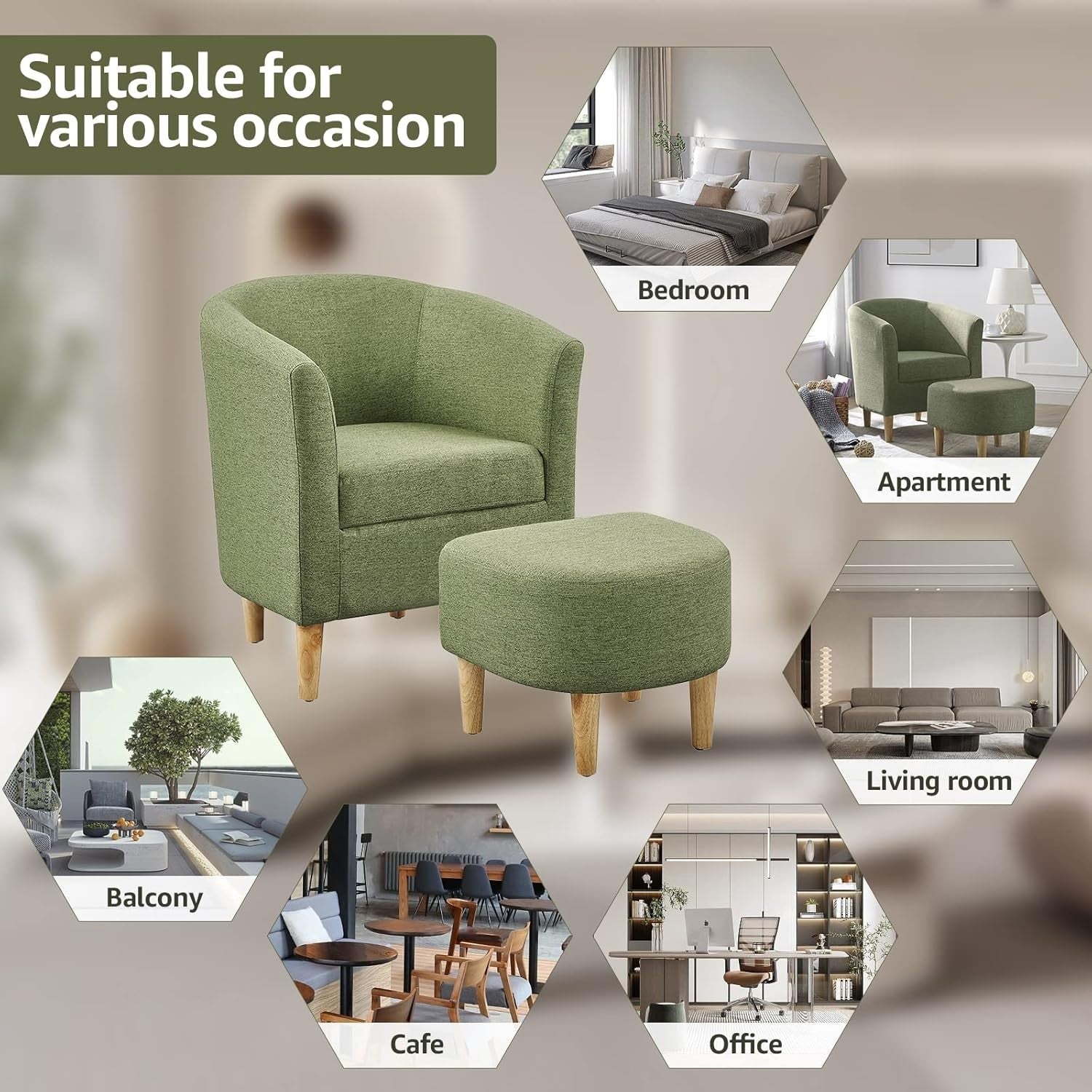 Snuggle Boucle Armchair with Footstool Lounge Tub Chair Sofa Green