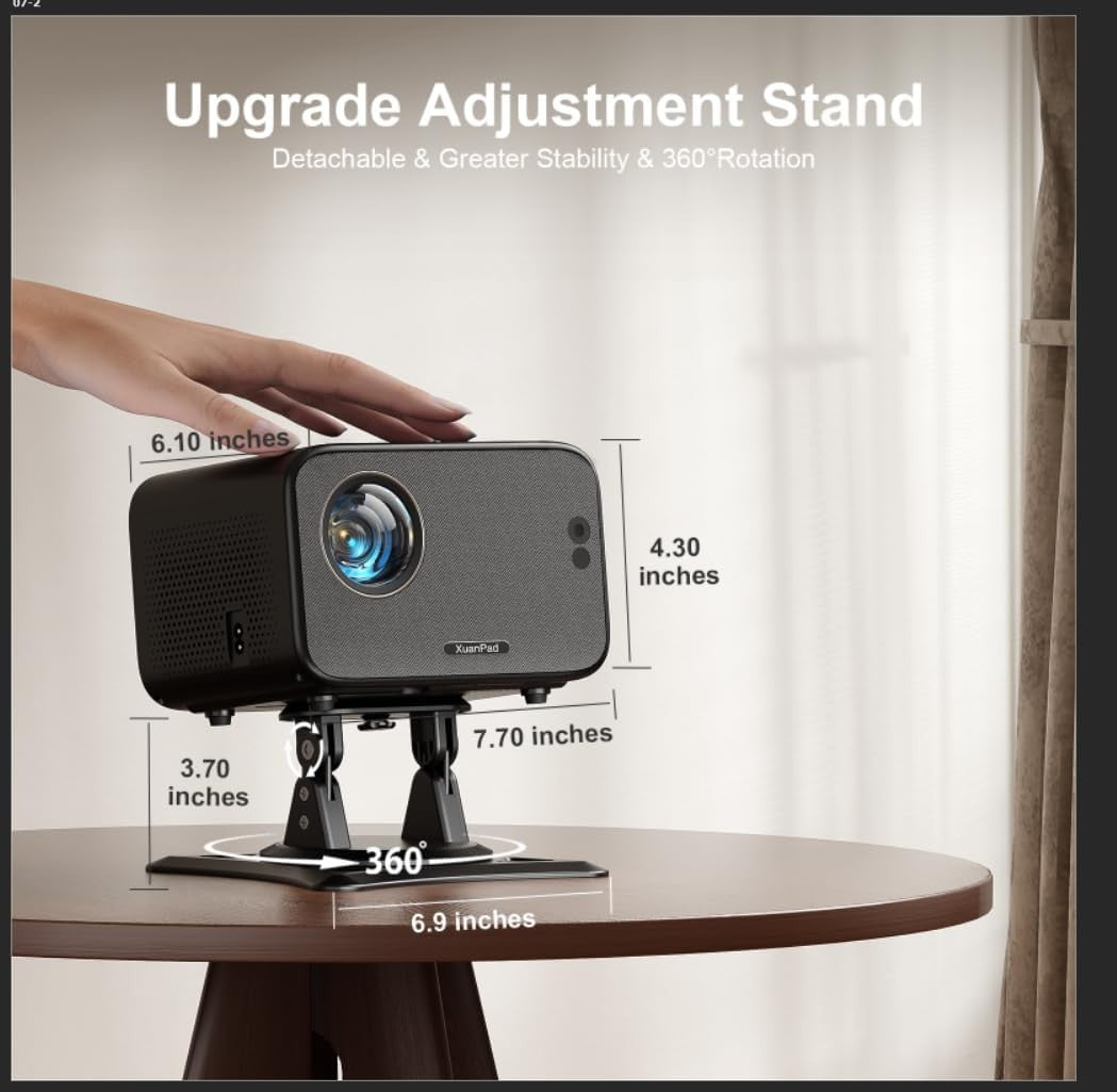 1080P Smart Mini Projector WiFi 6 Bluetooth Netflix Auto Focus 210°