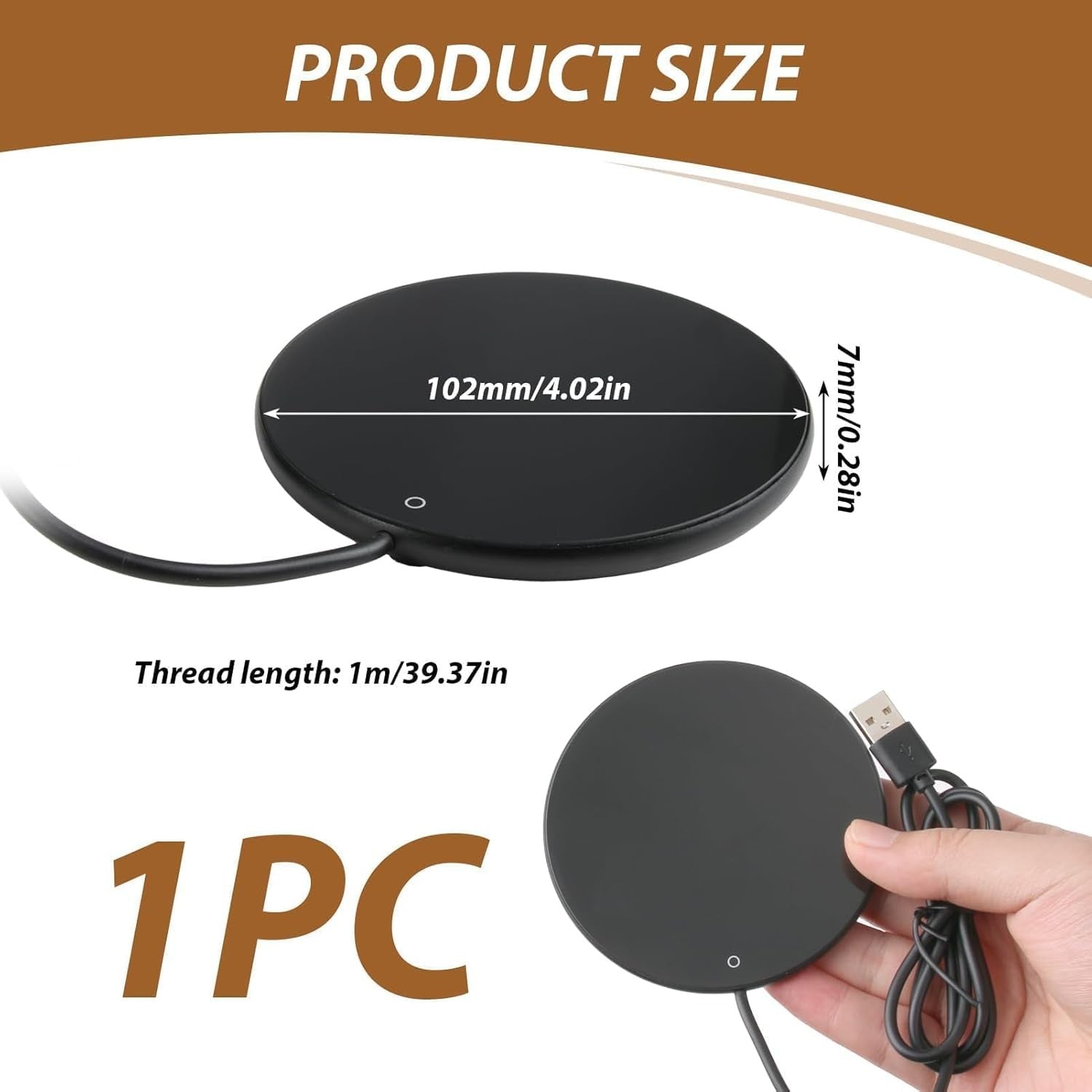 Black USB Coffee Mug Warmer 55°C Constant Temp Desk Heater
