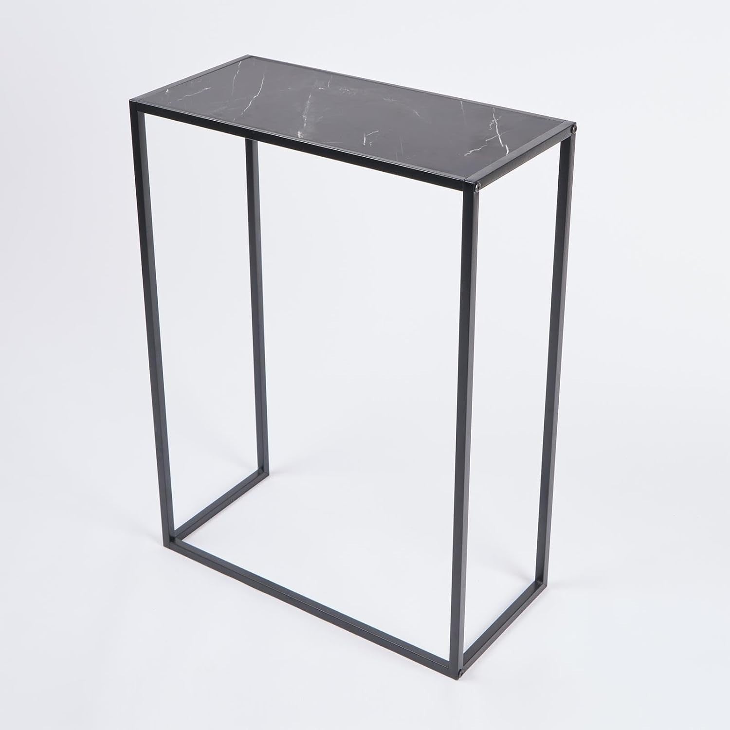 Slim Marble Effect Console Table with Metal Frame for Hallway & Entry