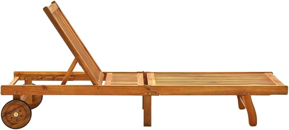 Waterproof Wooden Sun Lounger for Garden & Patio – Durable Acacia Wood 199x59x30