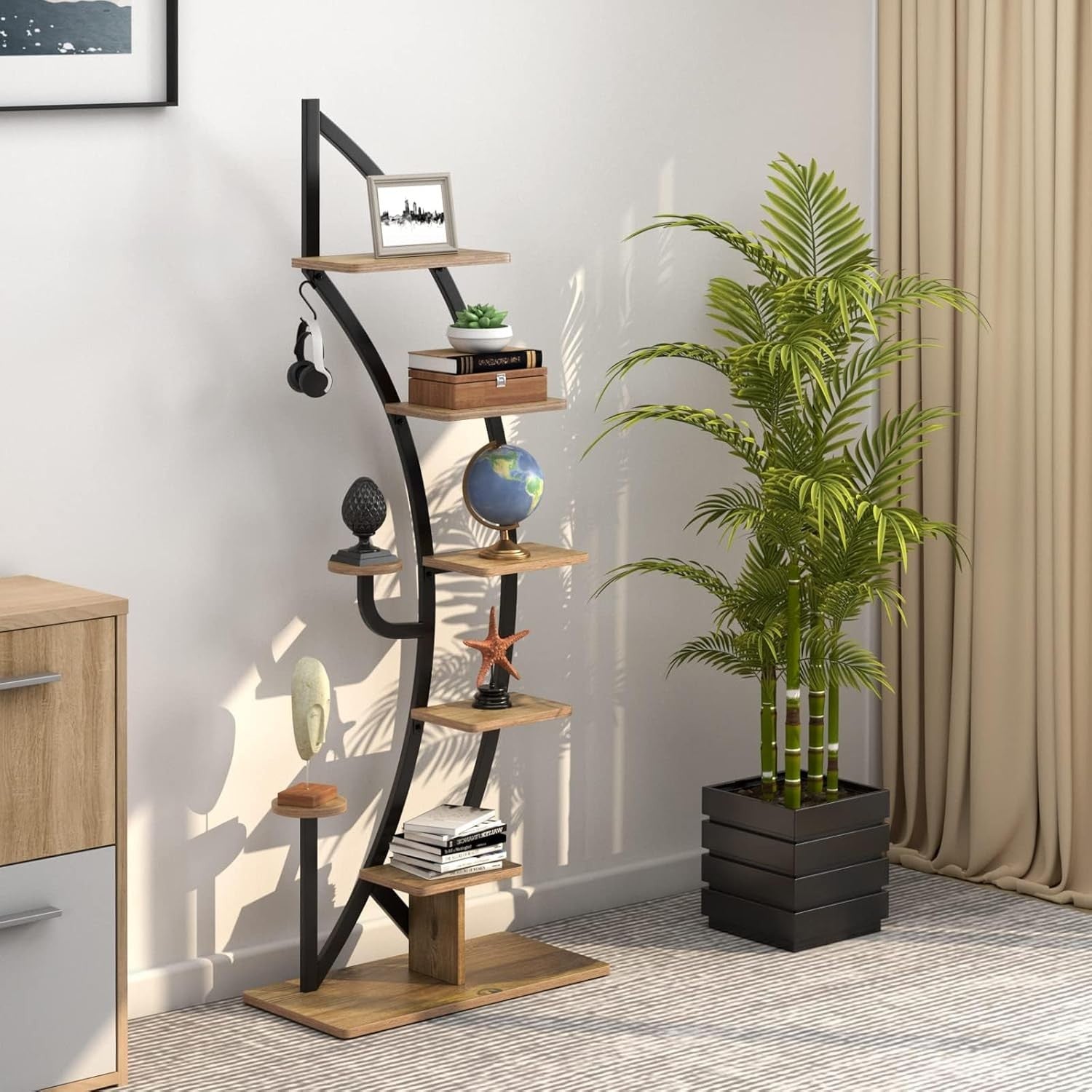 8 Tier Half Moon Plant Stand 2 Pack Metal Flower Shelf Indoor Display Rack Moder