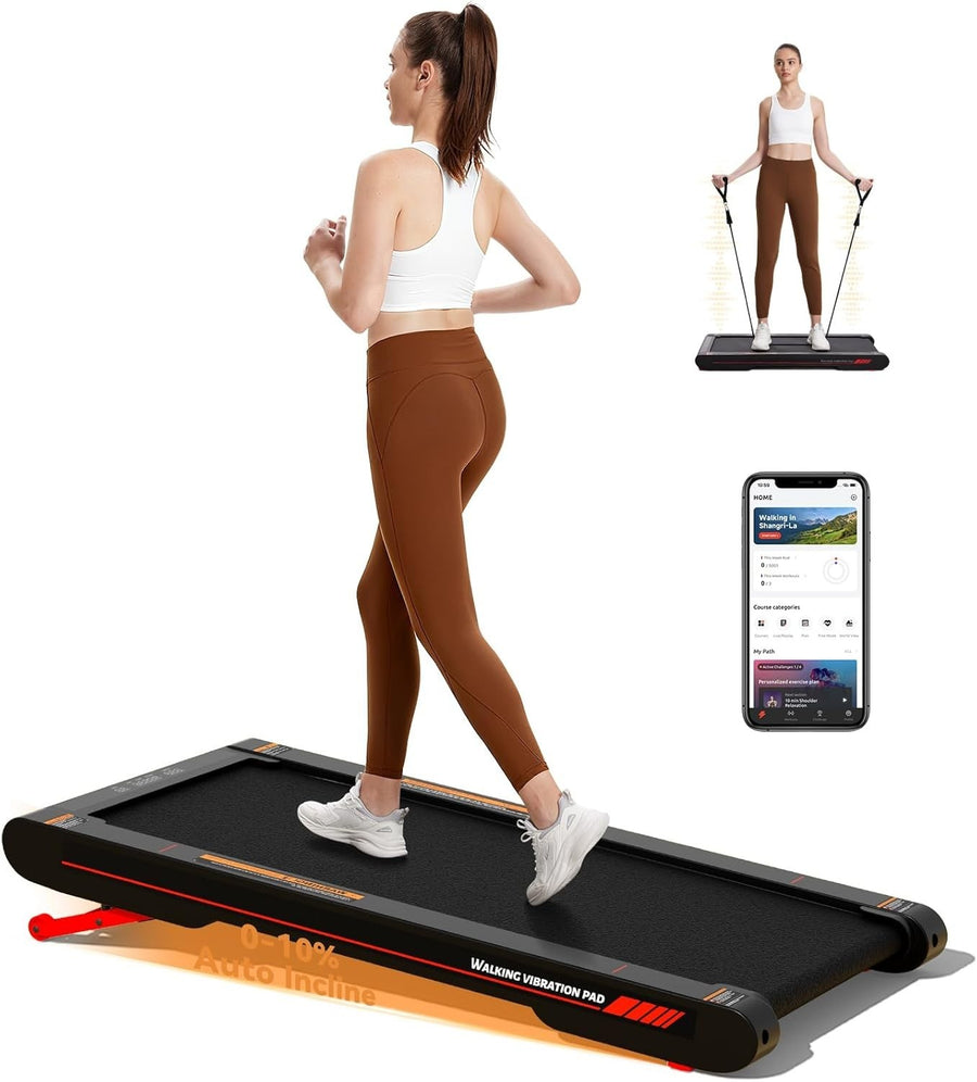 4-in-1 Under Desk Treadmill with 10% Auto Incline & Vibration