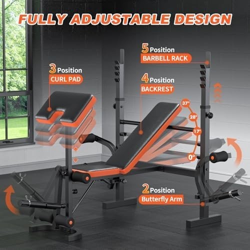 Heavy Duty Adjustable Weight Bench Press Rack 770lb Home Gym Trainer