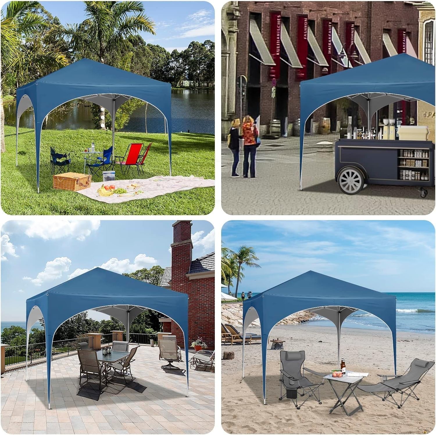 3x3M Pop-Up Gazebo Folding Event Tent Waterproof UV-Protected Blue