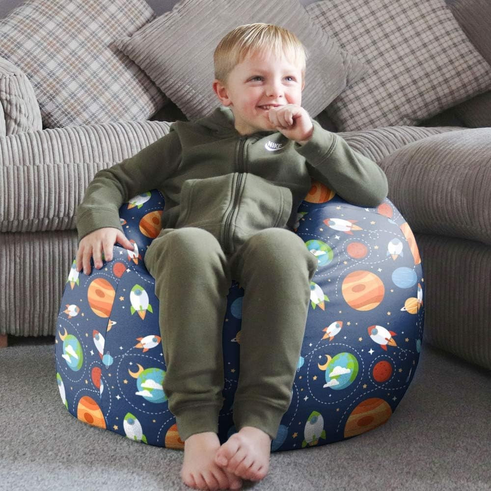Kids Space Bean Bag Chair Washable Filled Soft Seat for Playroom Bedroom