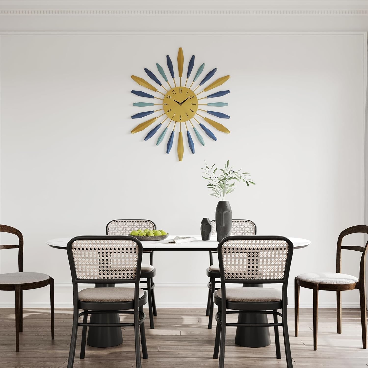 Modern Silent Wall Clock 55cm Large Metal Sunburst Design Home Decor