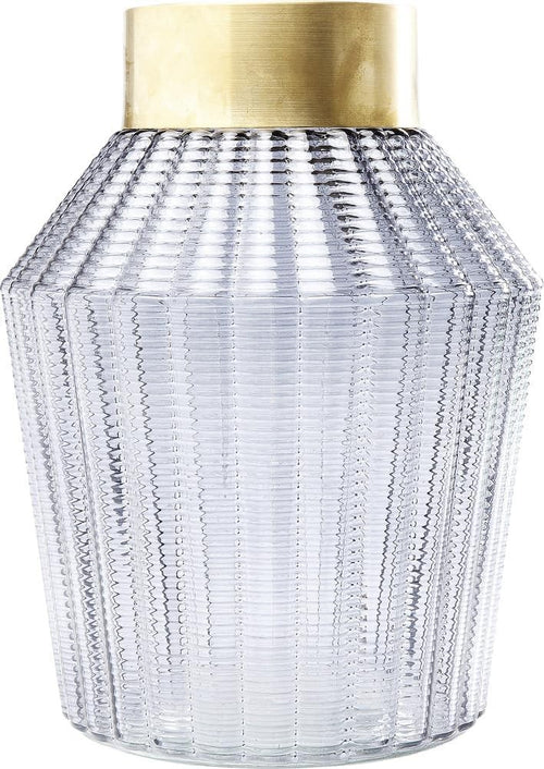 Grey Glass Flower Vase Gold Brass Neck Modern Table Decor Luxury Bottle 30cm