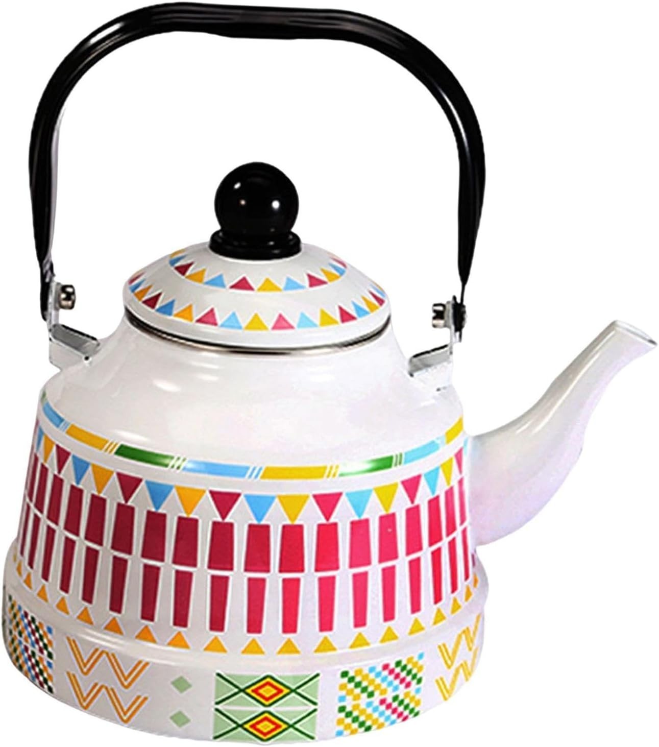 2.5L Retro Enamel Tea Kettle Stovetop Water Pot Induction Safe