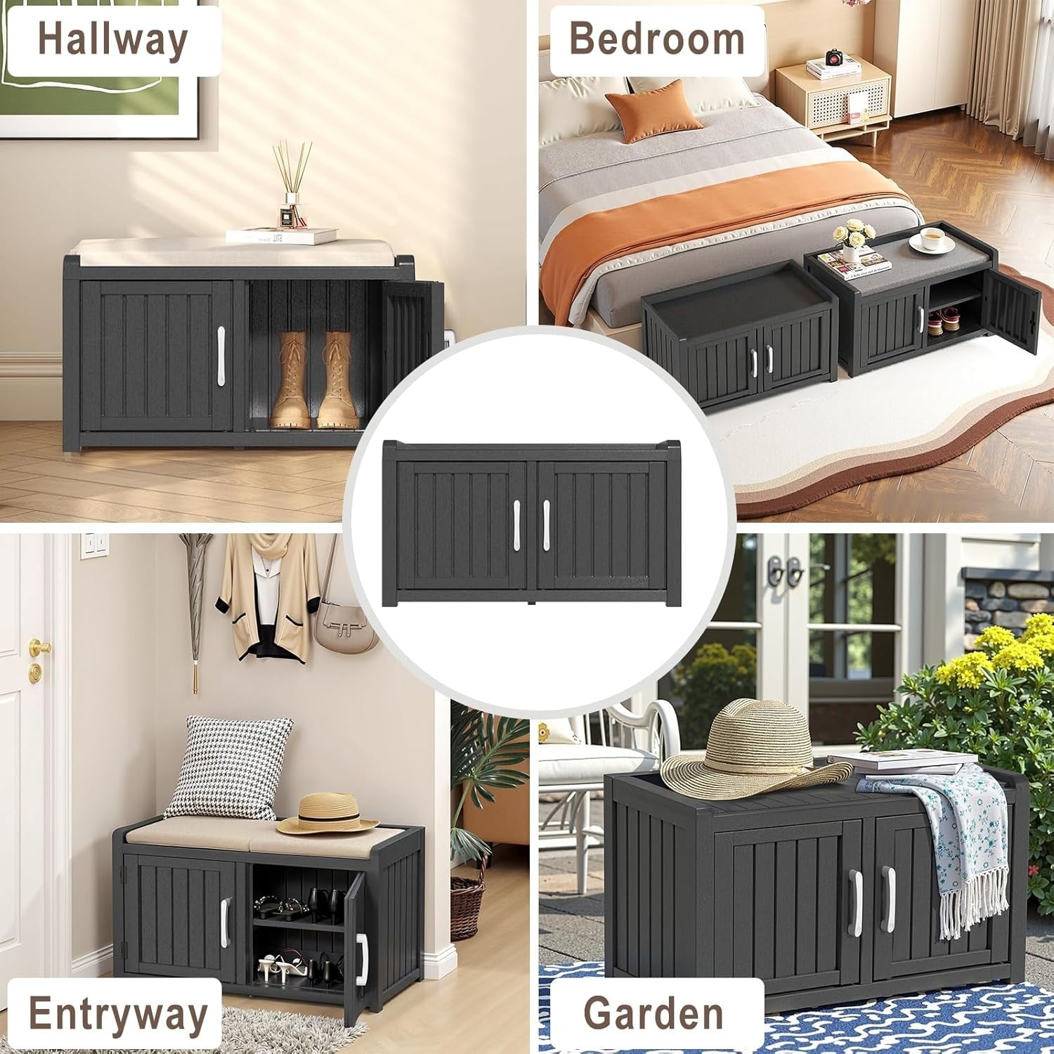 Spacious Waterproof Shoe Cabinet Bench Indoor Outdoor Storage 81x44x45.5cm