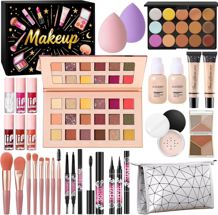 All In One Makeup Kit Starter Set 18 Colour Palette Gift Bag