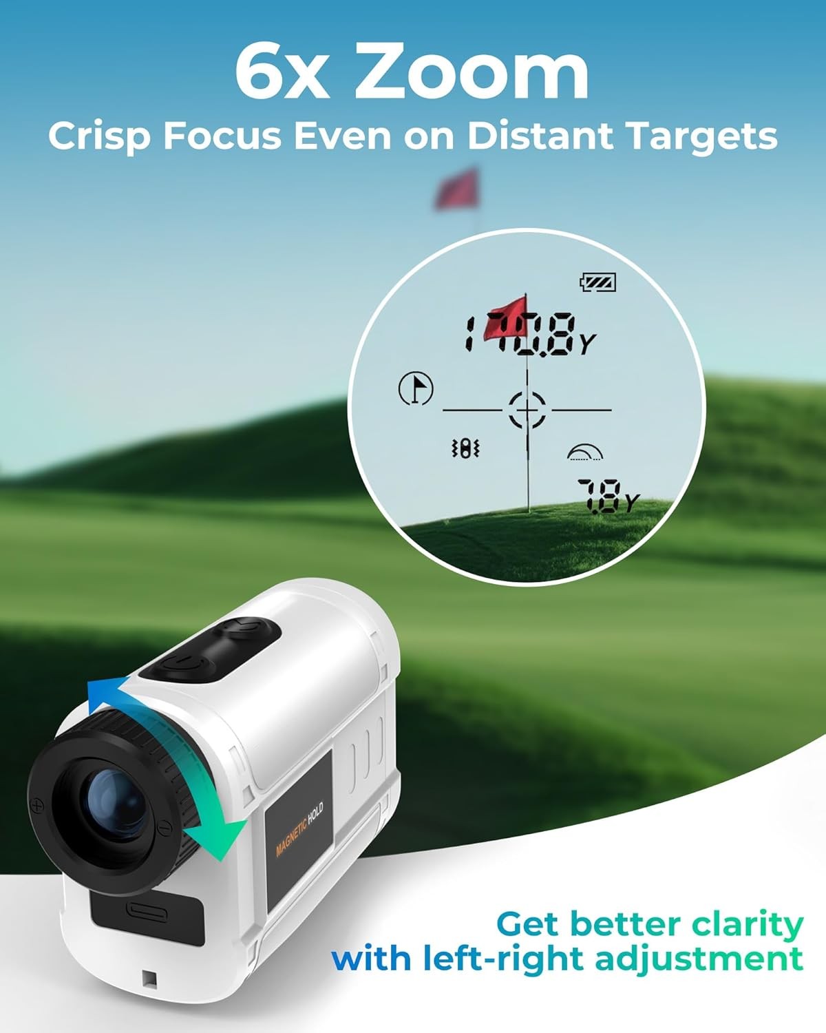 Golf Laser Rangefinder 1200Y Slope Side Display Rechargeable High Accuracy