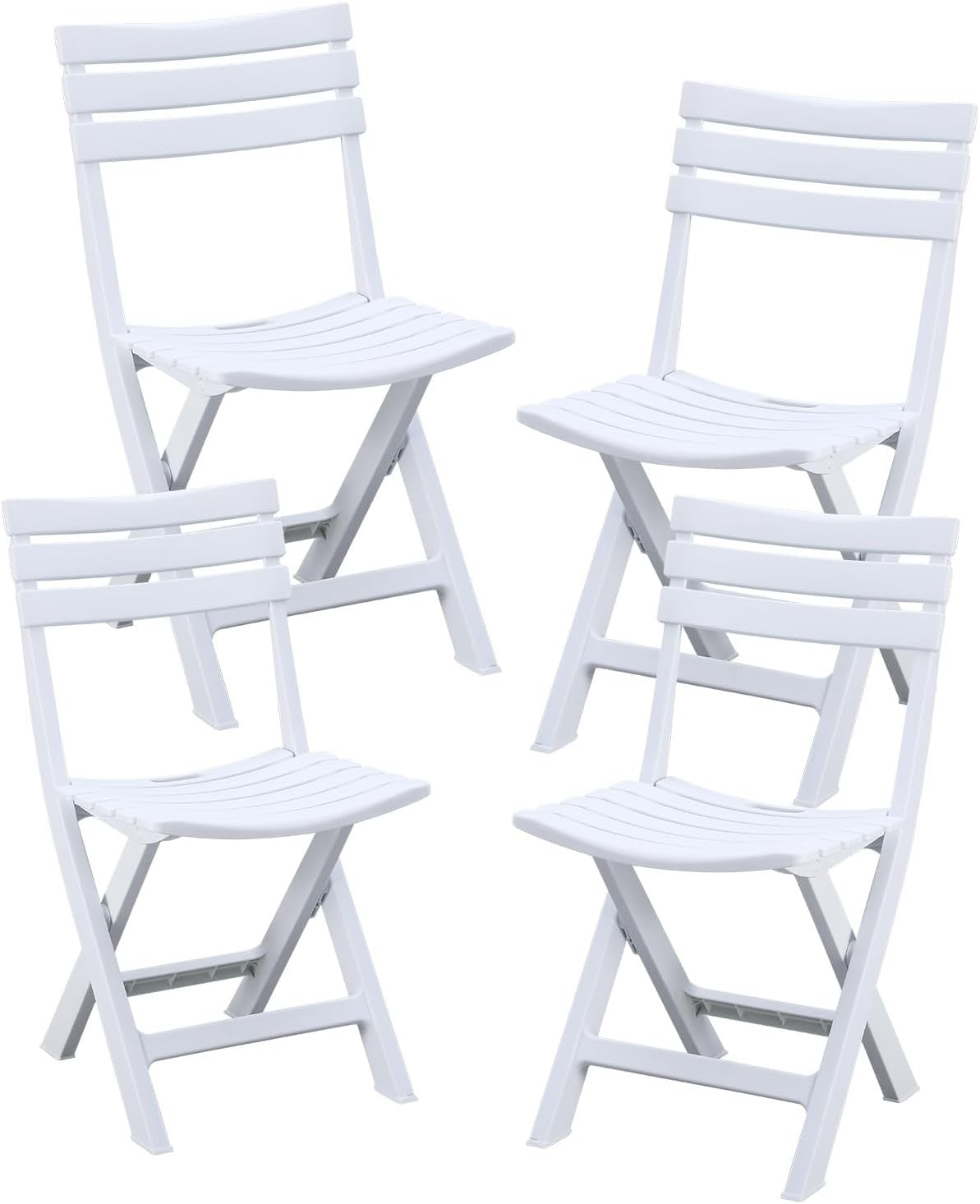 White Folding Chairs Set of 4 Stackable Outdoor Indoor Garden Seating