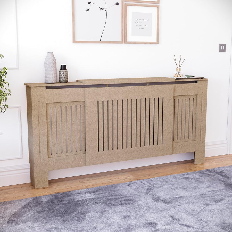 Adjustable Unfinished Radiator Cover | Modern MDF Slatted Cabinet