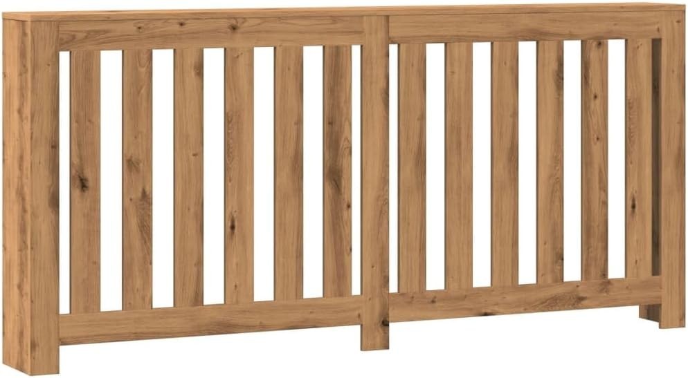 Modern Slatted Oak Radiator Cover 175x20x82cm – Engineered Wood Shelf Unit