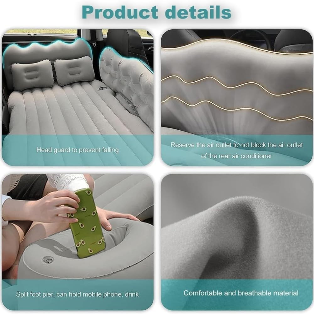 Inflatable Car Mattress SUV Back Seat Air Bed Cushion Camping Travel Mat