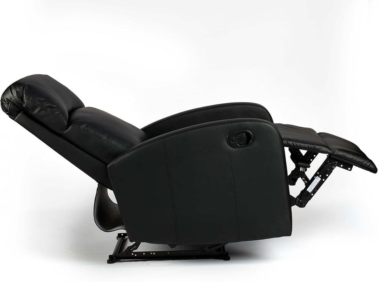 Black Faux Leather Recliner Armchair Lounge Chair with Footrest Support