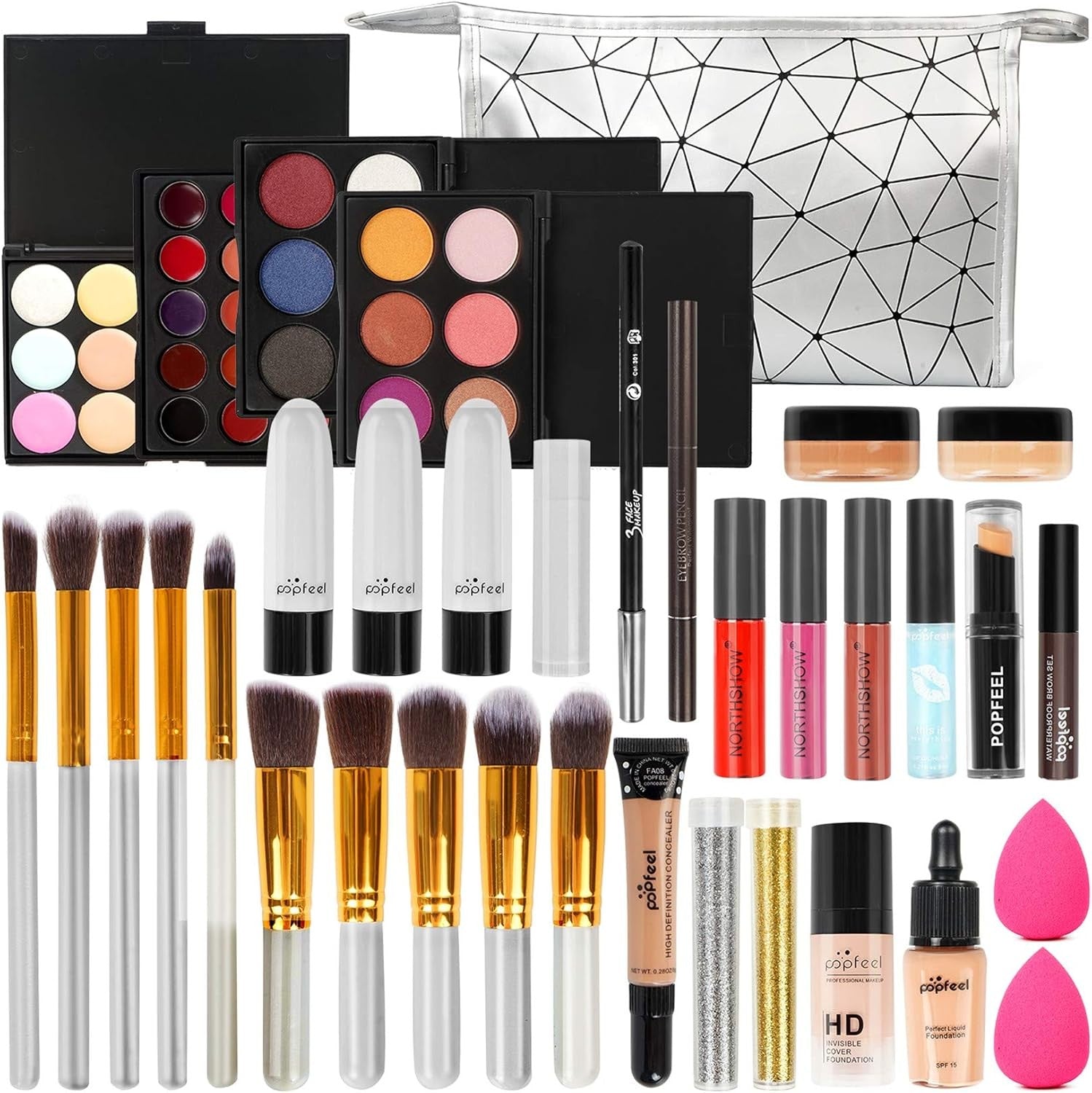 All In One Makeup Gift Set Full Kit Eyeshadow Foundation Lipstick