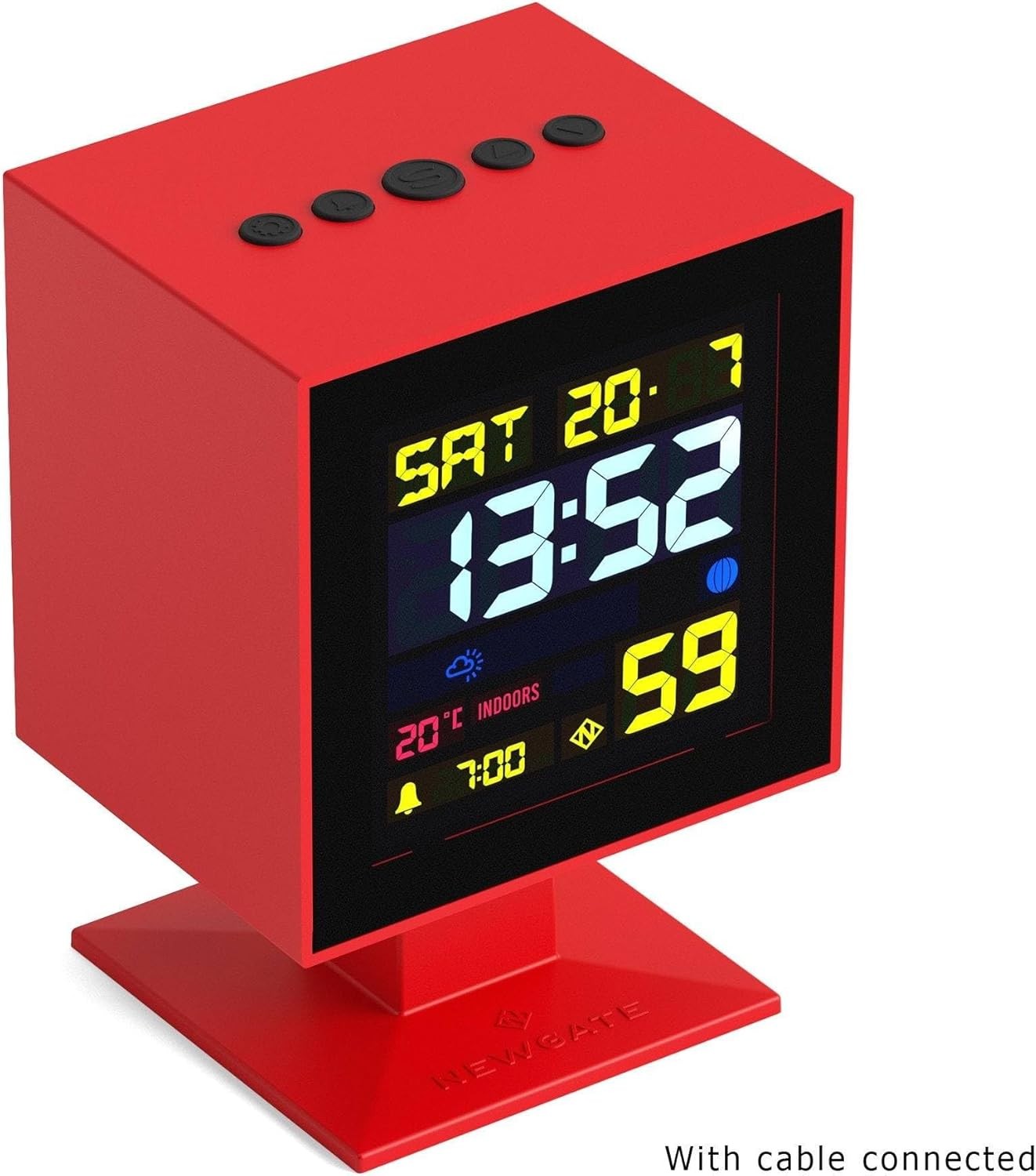 Large Digital Alarm Clock Red Retro Square LCD Desk Bedside Time Display
