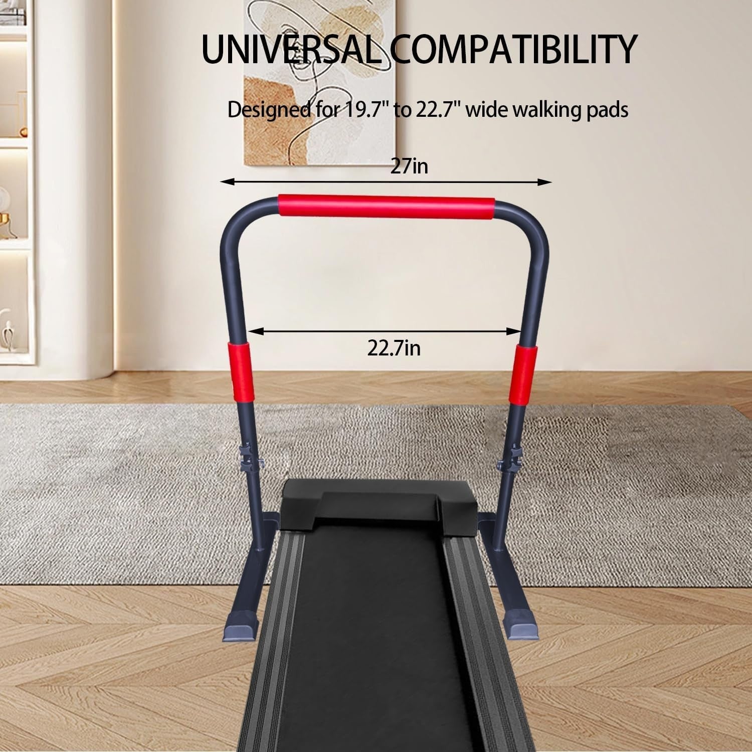 Adjustable Walking Pad Handle Bar 31.5-43in Heavy-Duty Steel Non-Slip