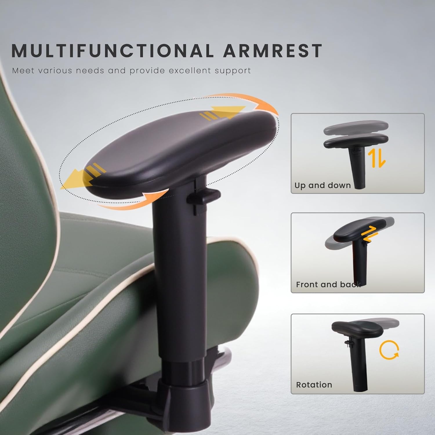 Ergonomic Gaming Chair Recliner w Footrest Lumbar Support PU
