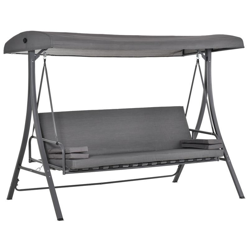 3 Seater Garden Swing Hammock Bed with Canopy Cushion Outdoor Lounger