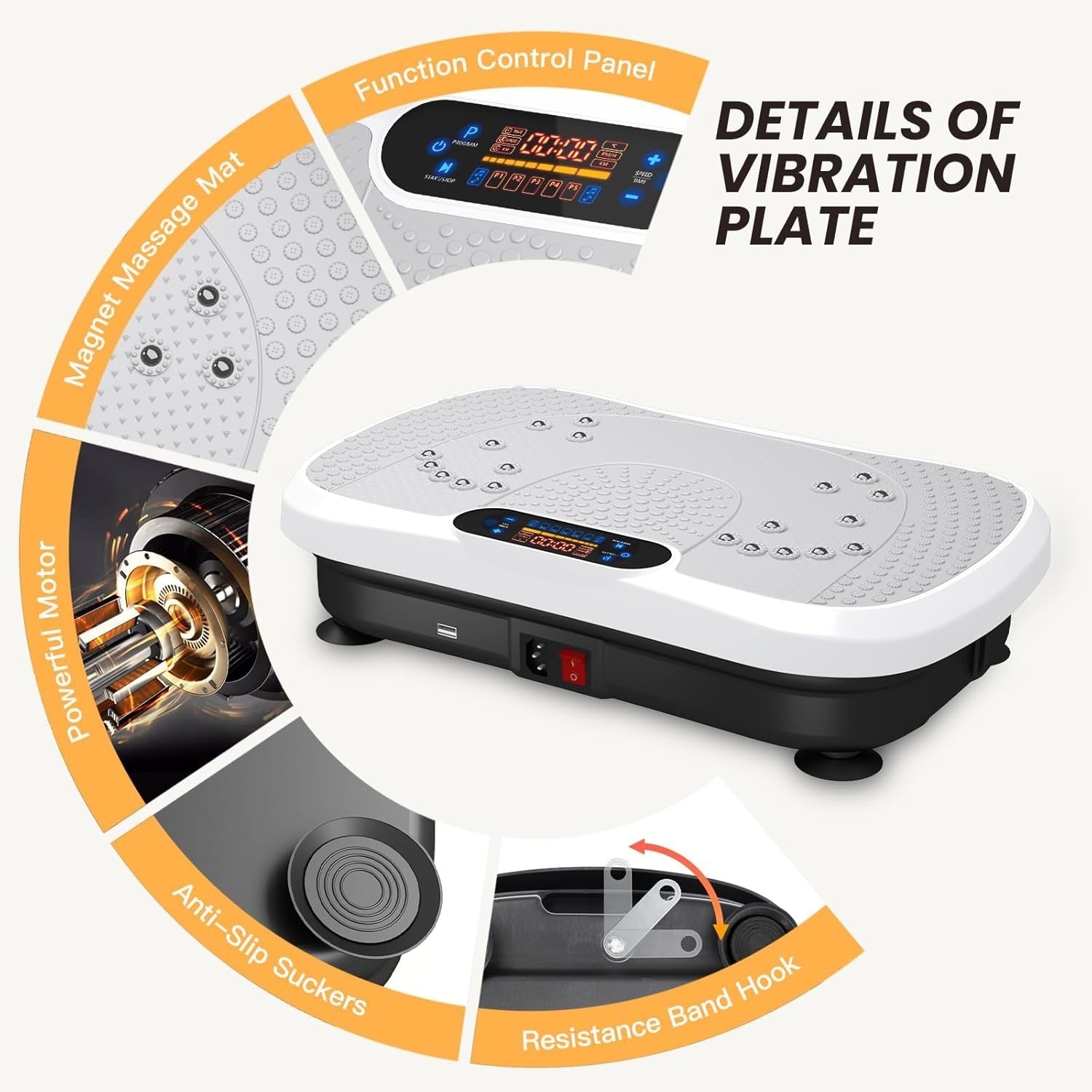 Slim Vibration Plate Fitness Platform 99 Speeds Bluetooth Home