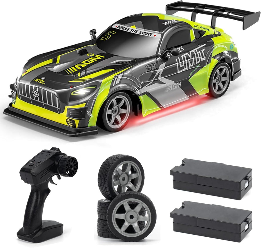 1:16 4WD RC Drift Car 25km/h High Speed w/ LED Lights & Extra Tires Kids/Adults