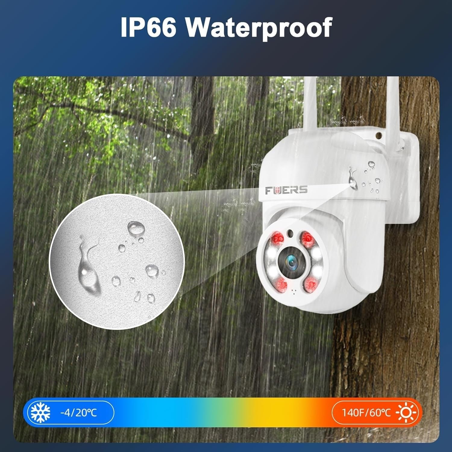 3MP PTZ Security Camera Outdoor WiFi 350° Pan Color Night Vision IP66