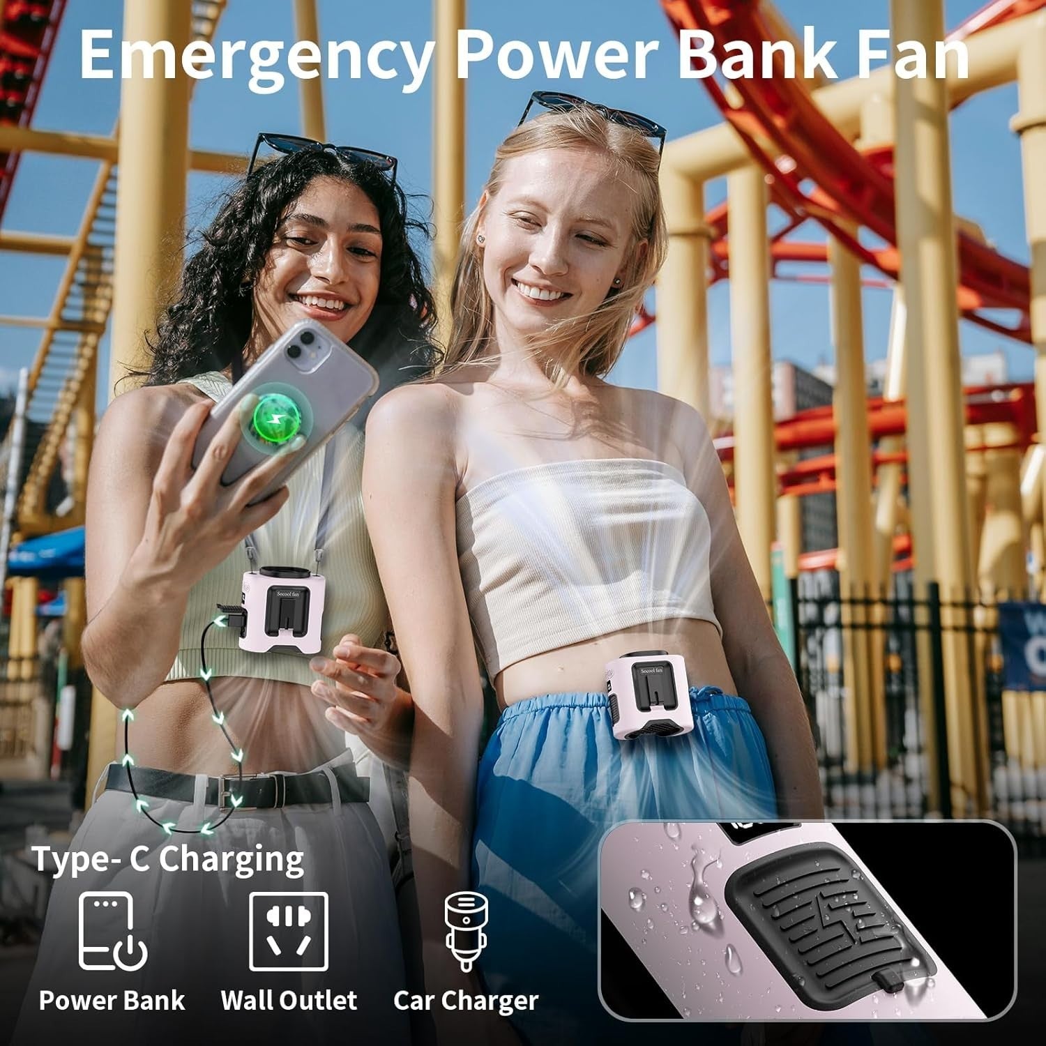 14500mAh Waist Clip Fan – 5-Speed 360° Turbo Cooling USB Rechargeable & Light