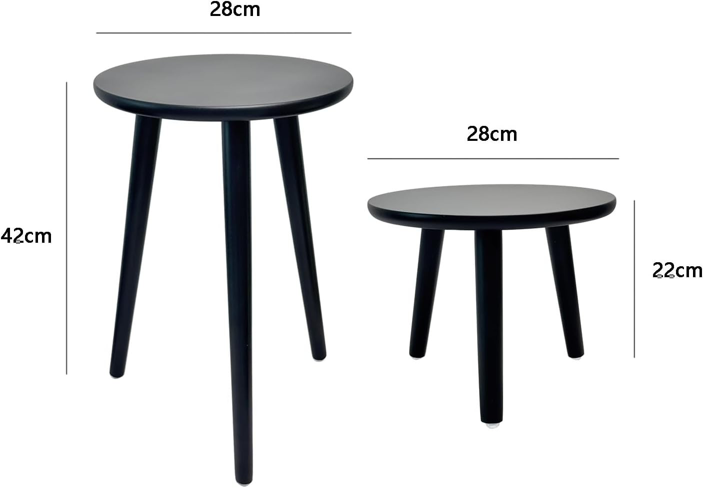 2 Pack Wooden Plant Stand Set | Modern Black Flower Pot Tables for Home Decor