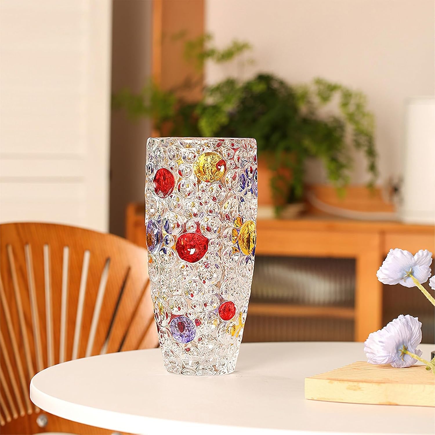 Tall Crystal Glass Flower Vase 25cm Heavy Decorative Centrepiece