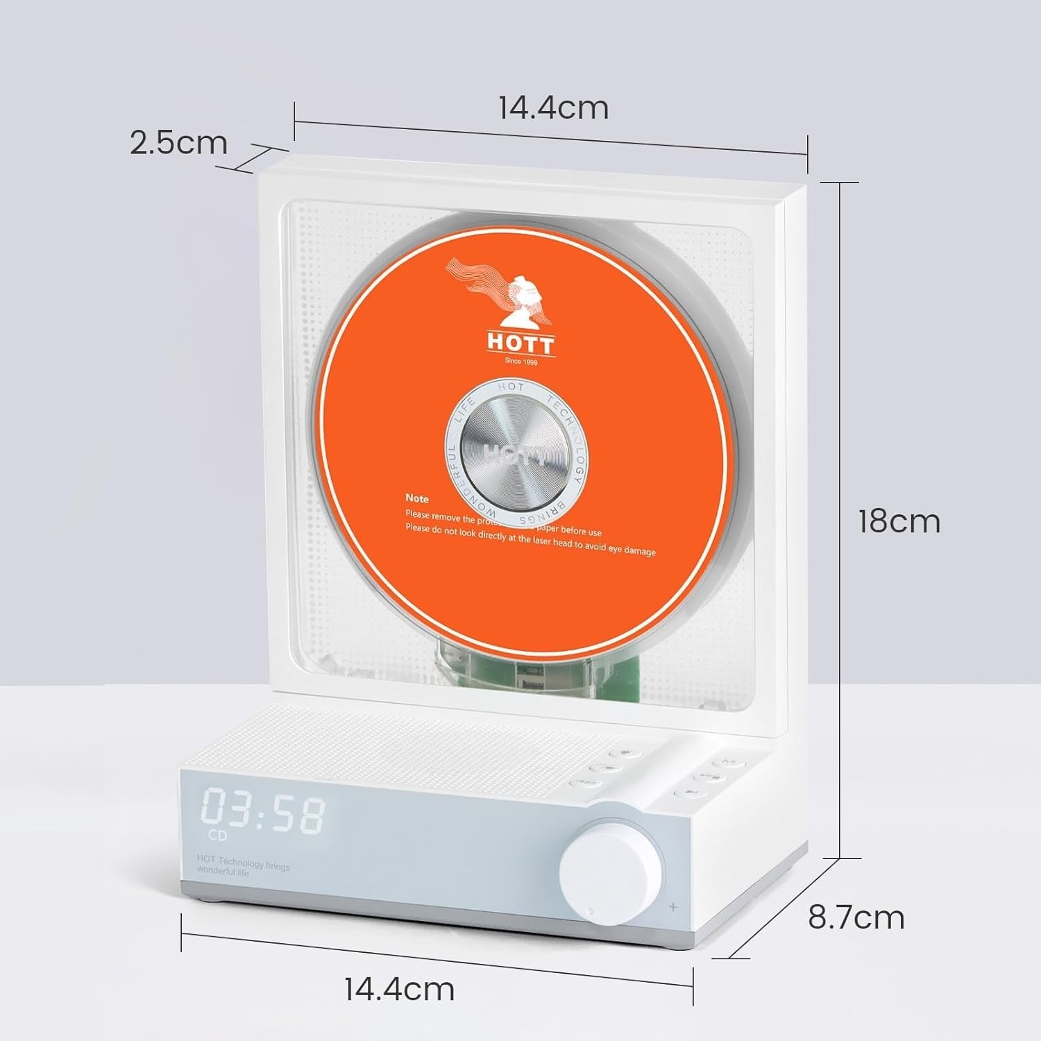 Portable CD Player Bluetooth 5.3 Speakers RGB Lights USB TF Remote