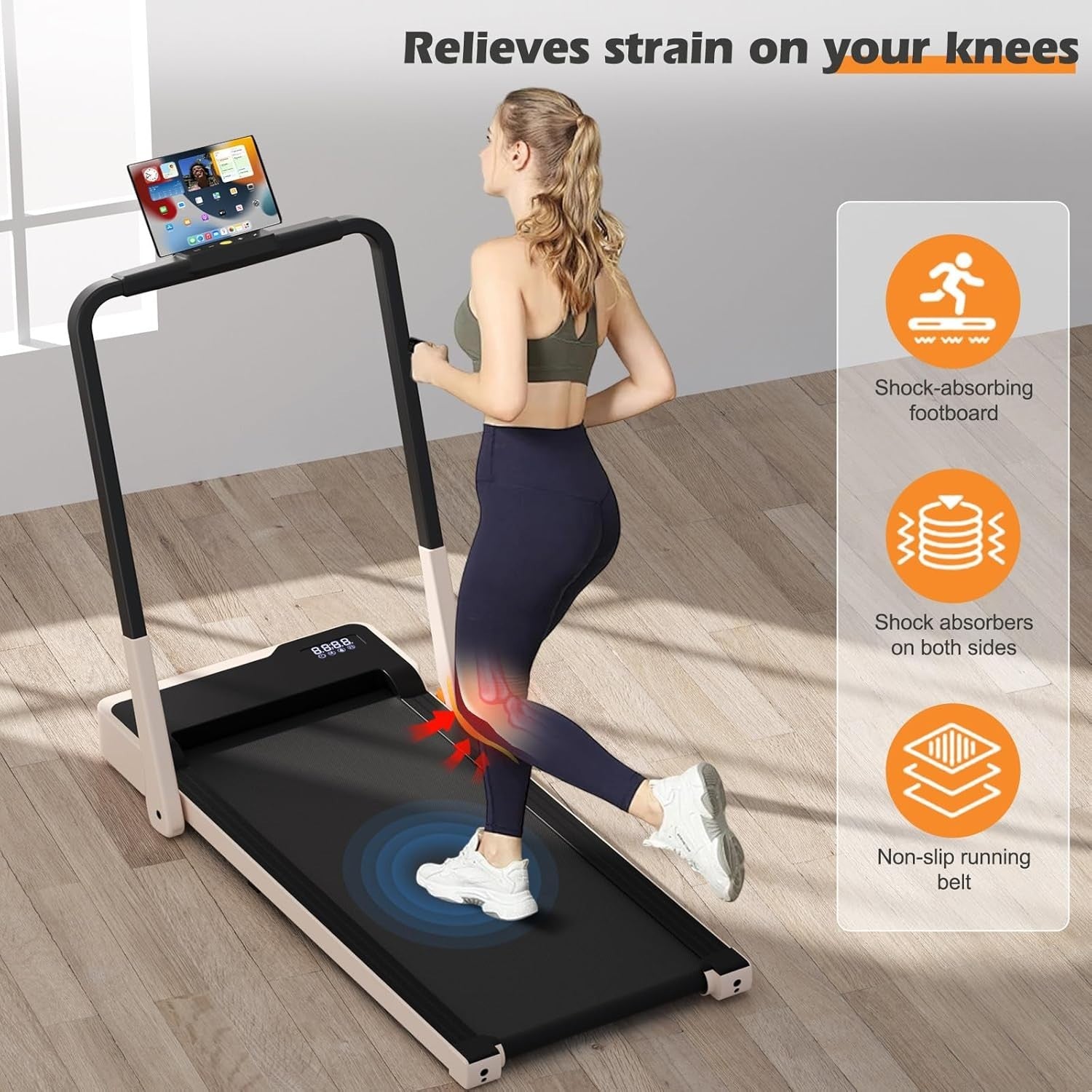 Foldable Home Treadmill 2.5HP LED Display Remote Quiet Walking Running