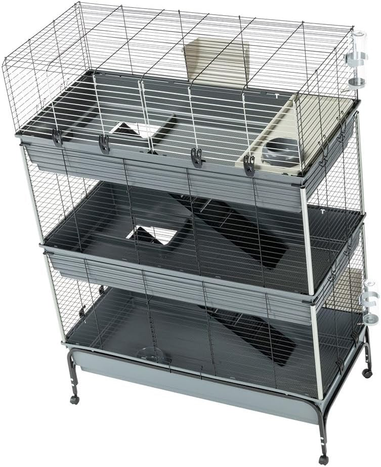 Large Rabbit Cage Indoor 3 Tier Double Front Spacious Easy Clean