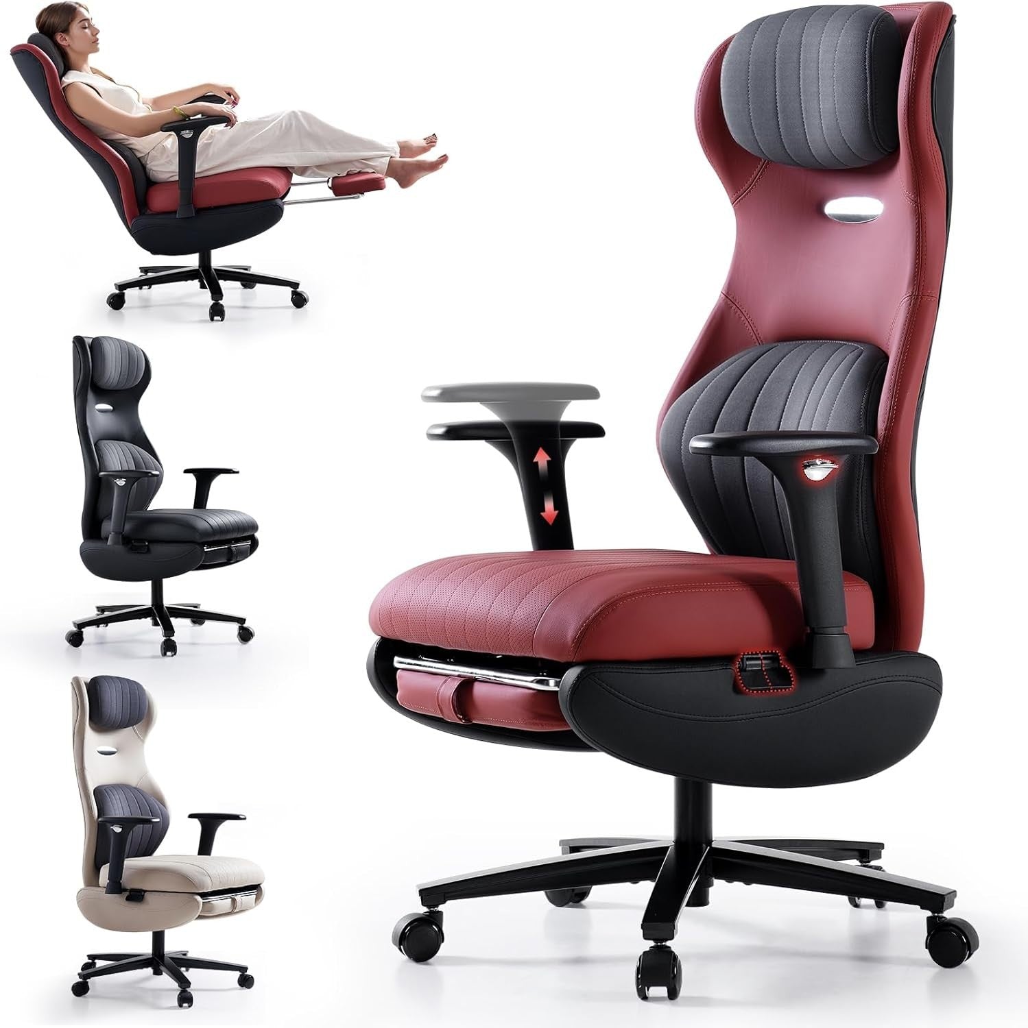 Oversized Red Ergonomic Gaming Office Chair High Back Recliner Lumbar Support