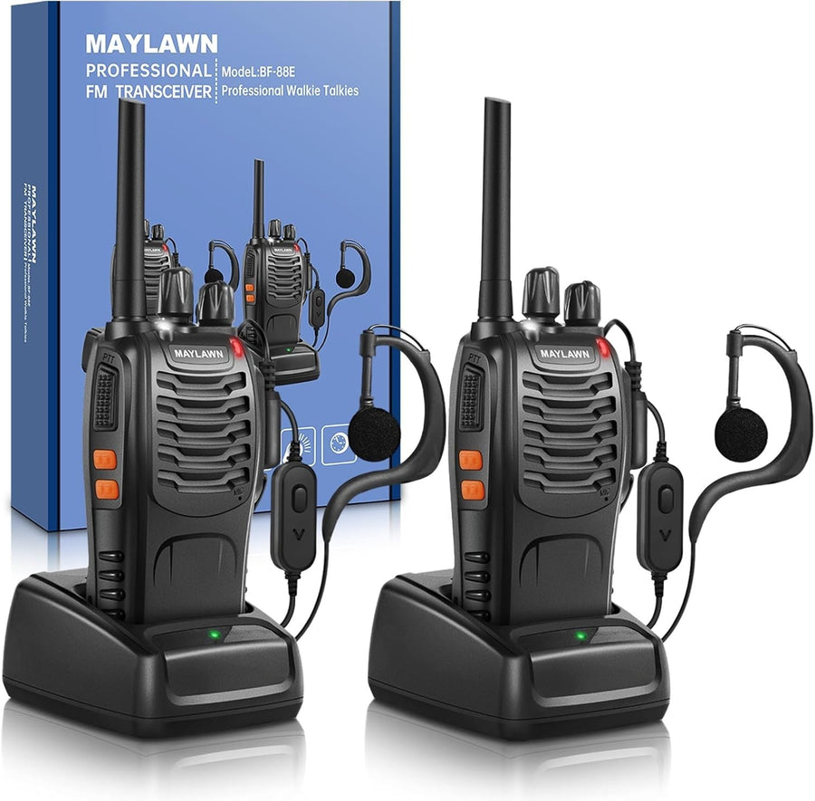 Long Range Walkie Talkies 2PCS Rechargeable 2 Way Radios VOX Earpiece