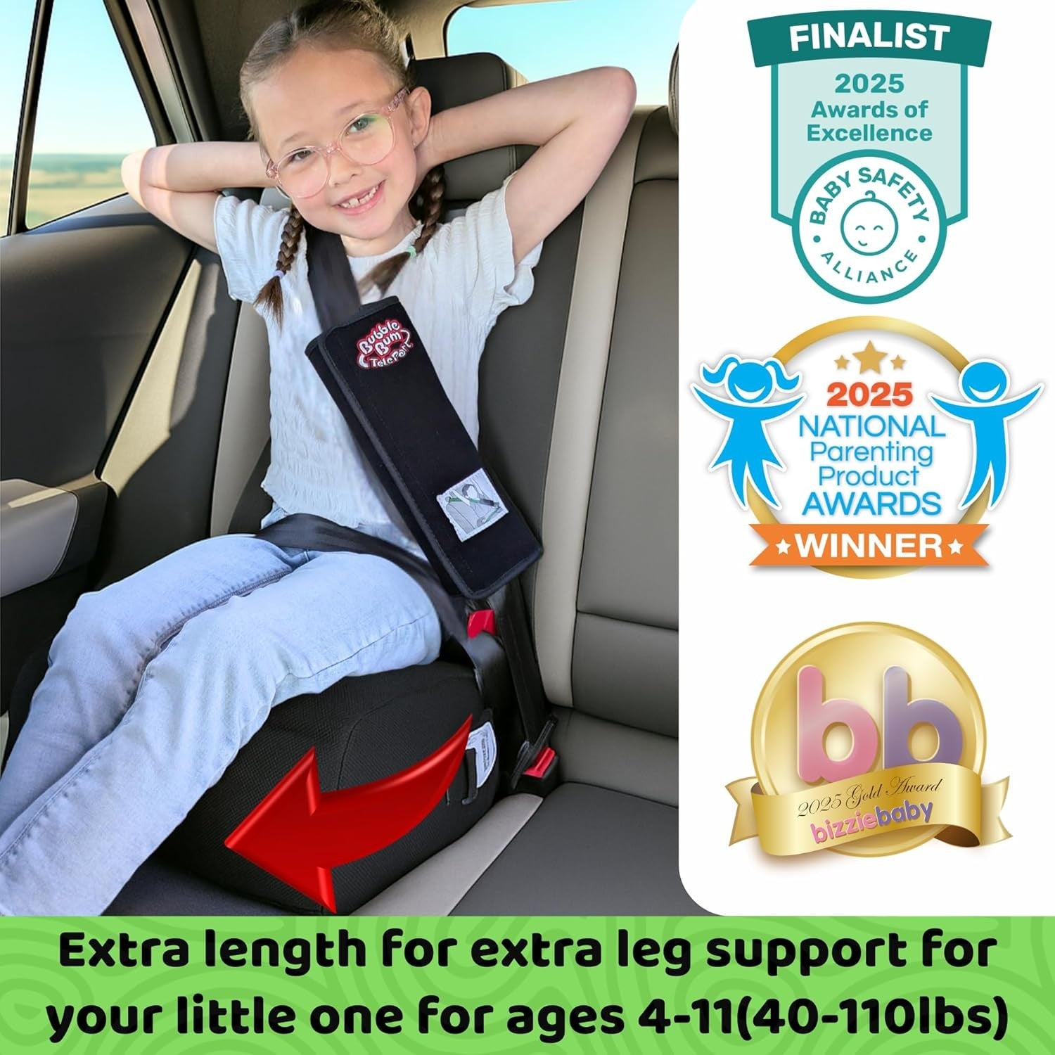 Portable Booster Car Seat Backless Foldable Travel Seat R129 125–150cm