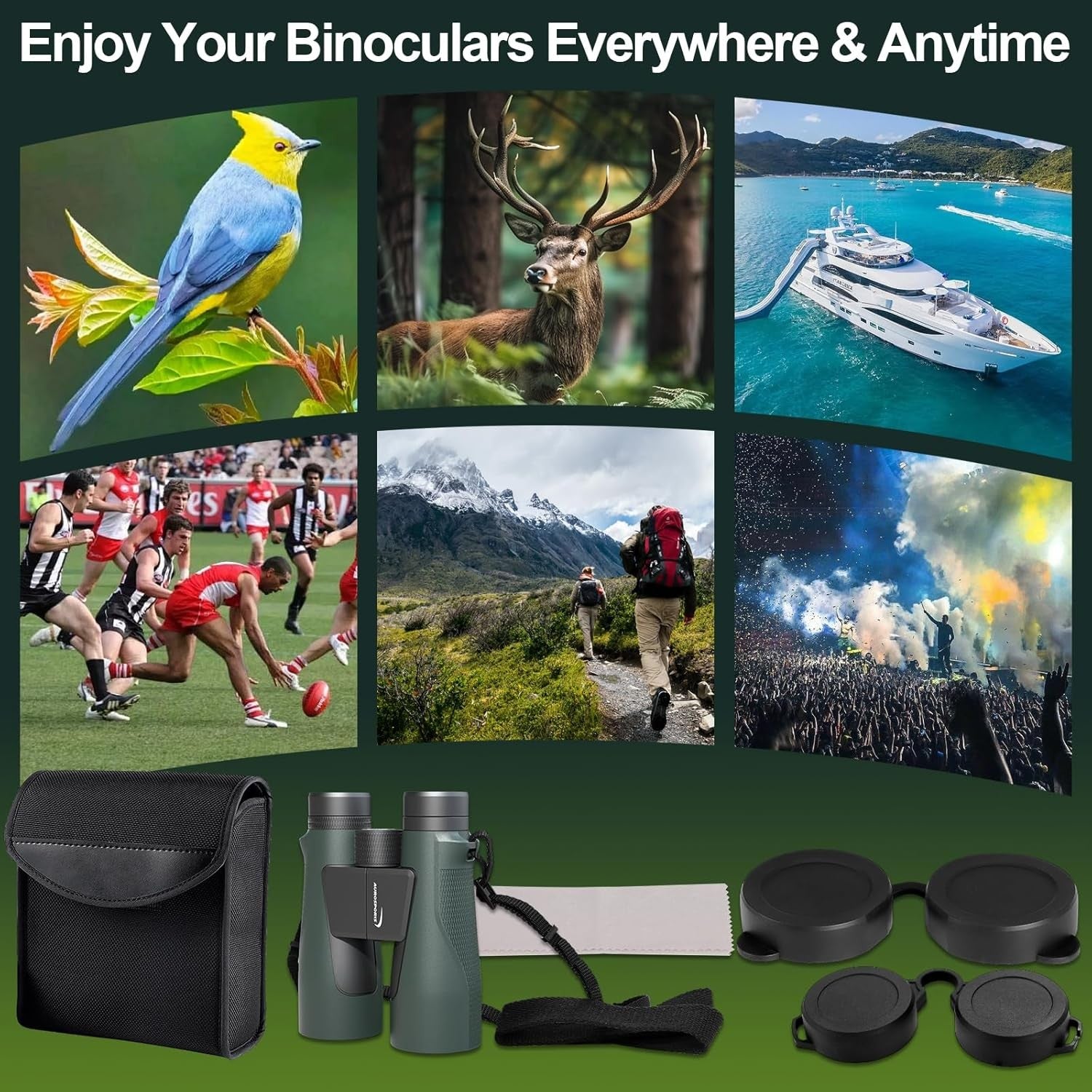 15x56 High Power Binoculars HD Large View Low-Light Vision for Bird Watching Tra