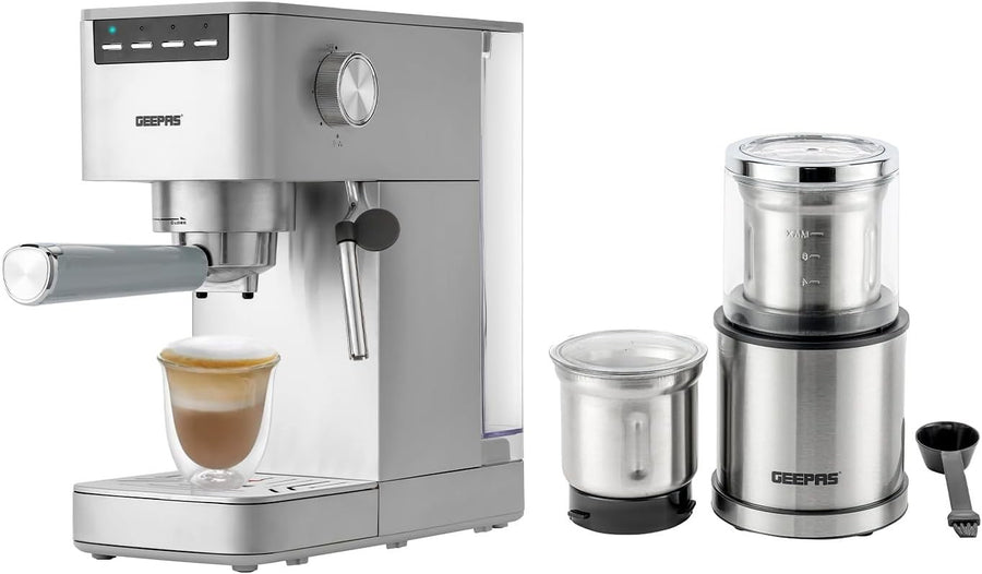 1450W Espresso Machine 1.4L | Milk Frother | 15 Bar | Grinder Combo Set