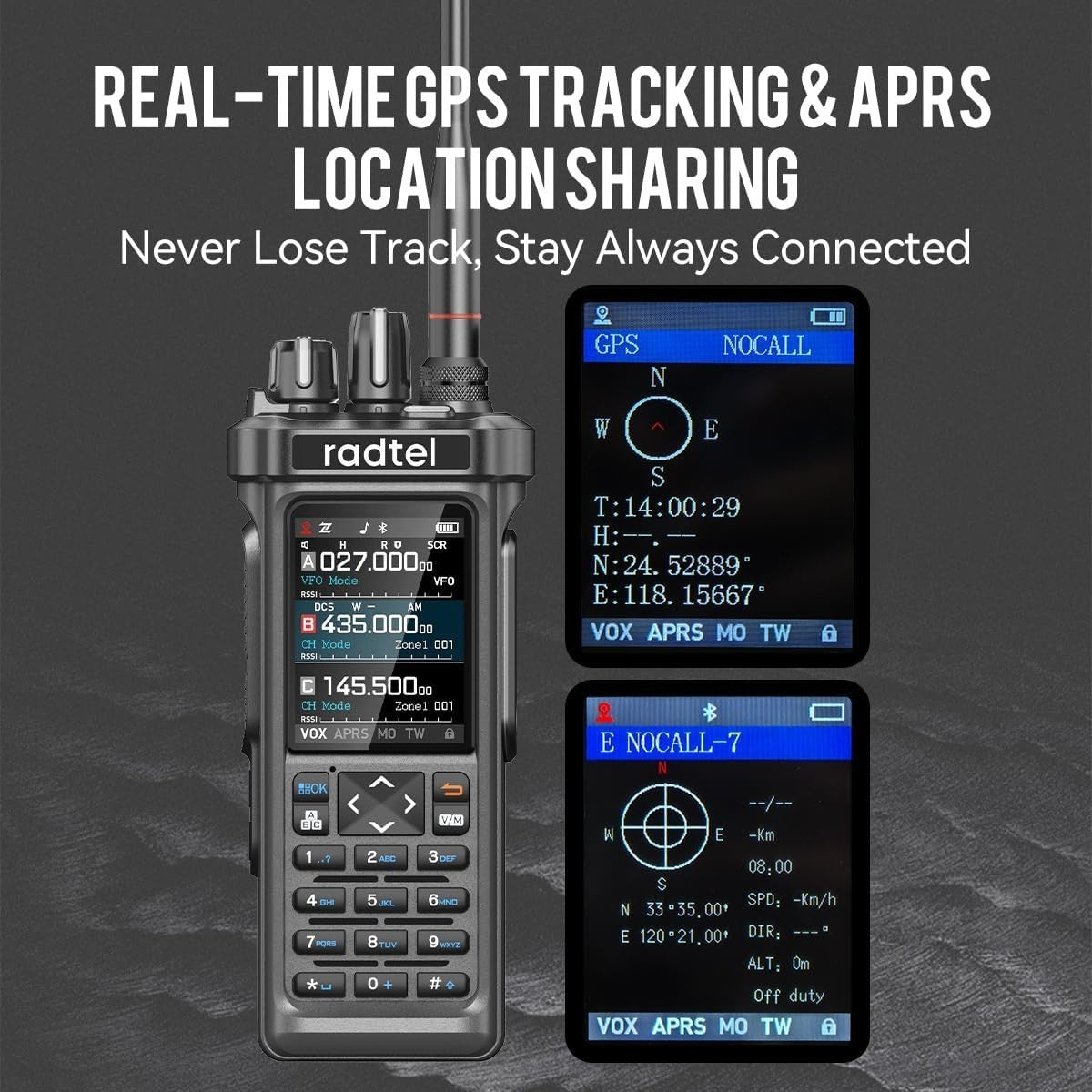 10W Long Range Ham Radio Walkie Talkie GPS APRS Bluetooth NOAA USB-C