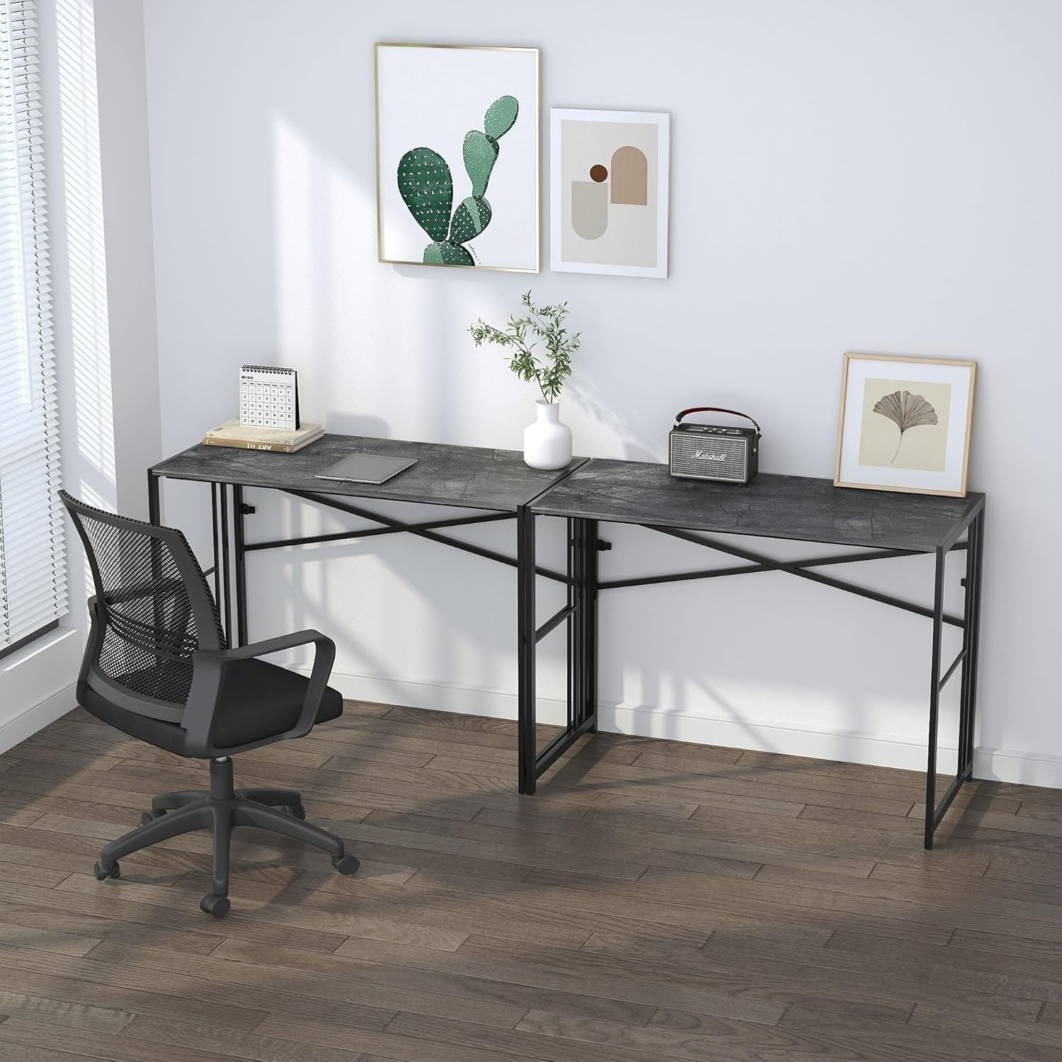 Folding Desk 103cm Grey No Assembly Home Office Computer Table