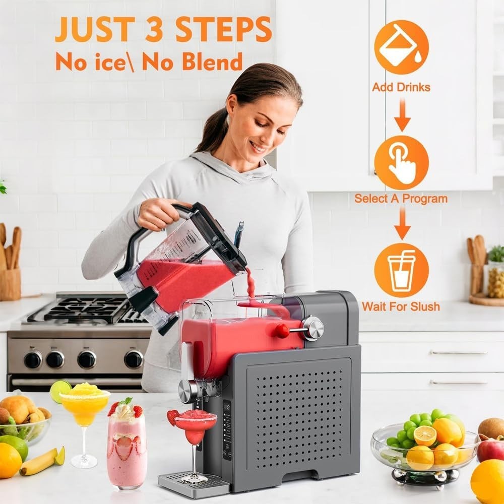 Professional Slushie Machine No Ice Needed Frozen Drink Maker 6 Presets 1.6L